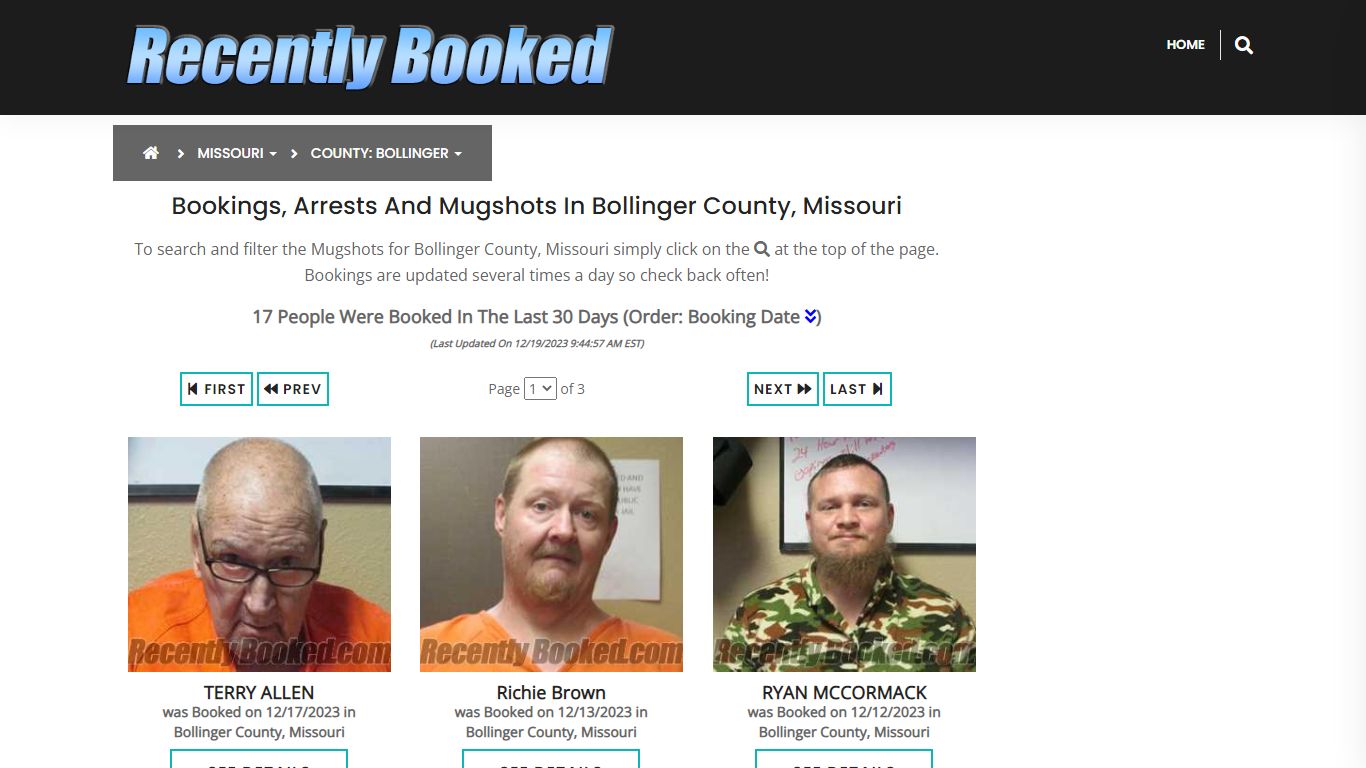 Bookings, Arrests and Mugshots in Bollinger County, Missouri